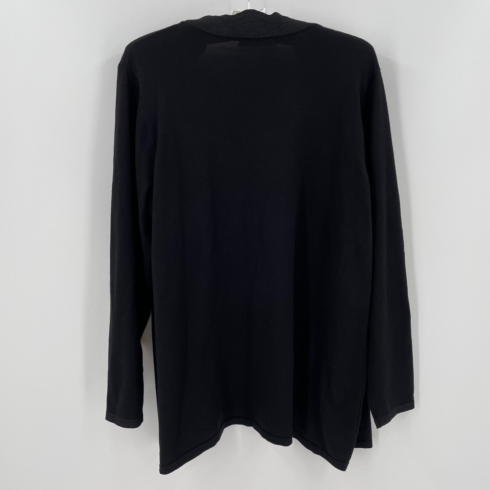 Cable Gauge Black Scalloped Open Front Cardigan Rayon Knit XL - Picture 3 of 8